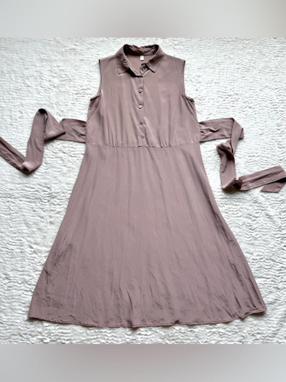 Lilysilk Mulberry Silk Shirtwaist Dress S Collar Belt Minimalist Capsule Mauve - Picture 3 of 14